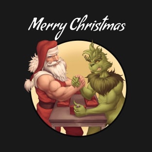Santa vs Grinch Christmas Armwrestling T-Shirt