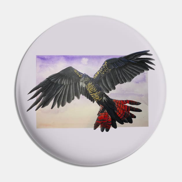 Red Tailed Black Cockatoo Pin by Fallcrown