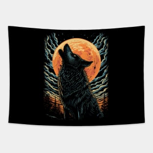 Howling wolf at the moon Tapestry