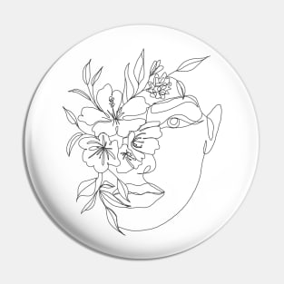 One Line Woman Face Pin