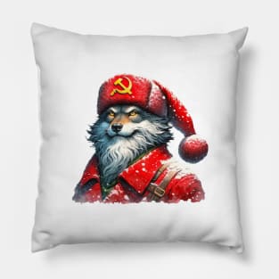 communist wolf santa claus Pillow