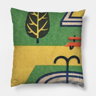 Vintage Minimalist Park Scene / Illustration Art Pillow