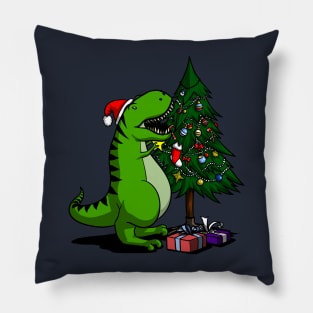 T-Rex Hates Christmas Tree Star Funny Dinosaur Pillow