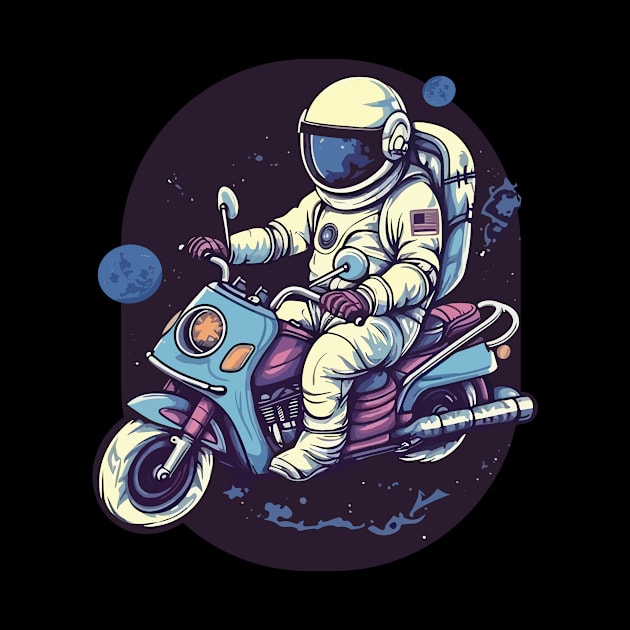 Astronaut Riding A Motorbike In Space by ORENOB