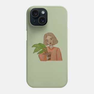 girl holding a plant Phone Case