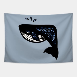 Blue Whale Minimalist Design Tapestry