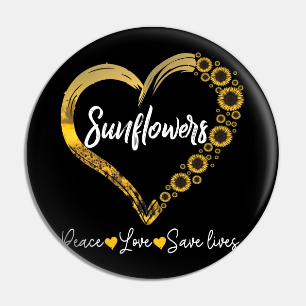 Sunflower Heart Peace Love Save Lives Costume Gift Pin by Pretr=ty