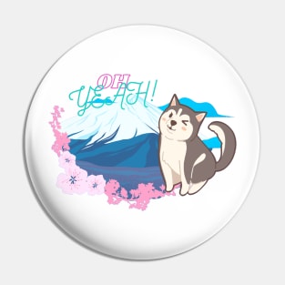 Oh Yeah! Japanese Husky Sakura Travel Dog Pin