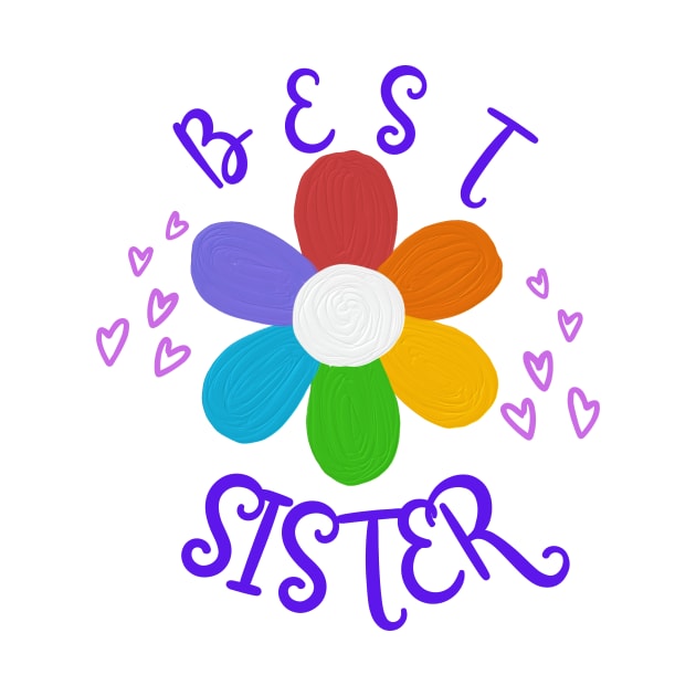 Best Sister Rainbow Daisy and Hearts by EvolvedandLovingIt