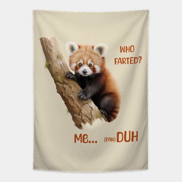 Who Farted? Funny red panda Tapestry by Violet77 Studio