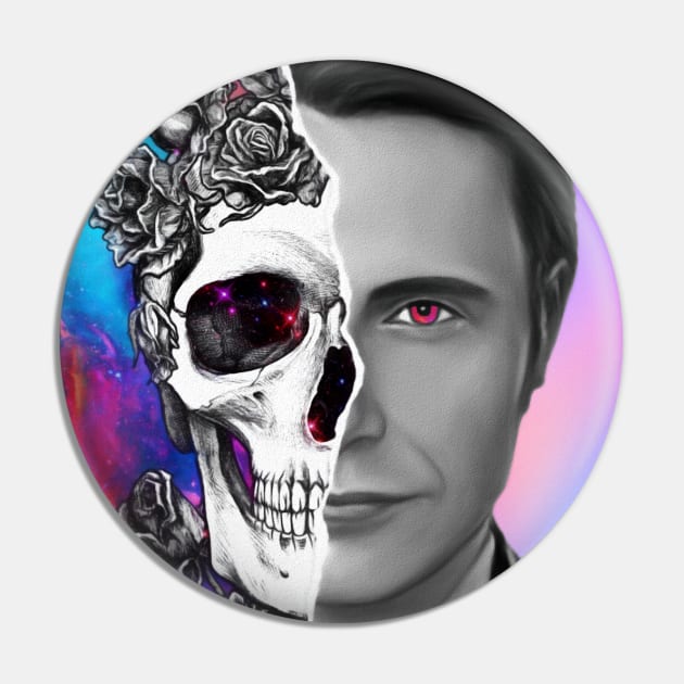 Psychedelic Space Hannibal with Rose Skull Pin by OrionLodubyal