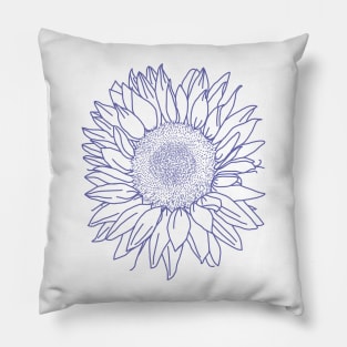 Very Peri Periwinkle Blue Sunflower Floral Line Drawing Pillow