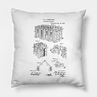 Portable House Vintage Patent Hand Drawing Pillow