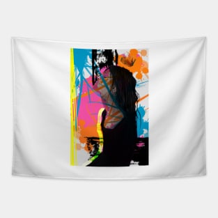 Pretty colorful messy abstract queen style Tapestry