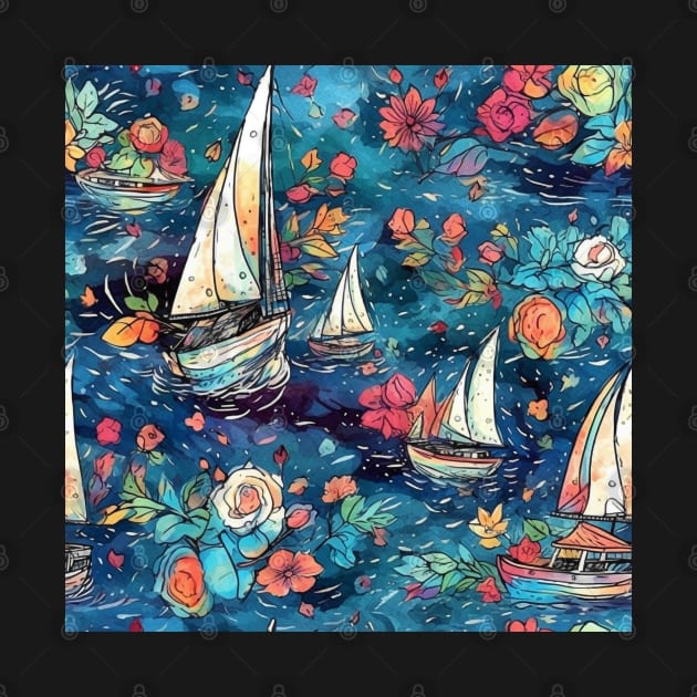 Sailing boats pattern by BloodRubyz