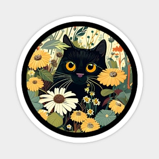 Floral Cat Botanical Plant Flower Cat Lover Magnet