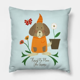 Dog Gnome and Butterfly Pillow