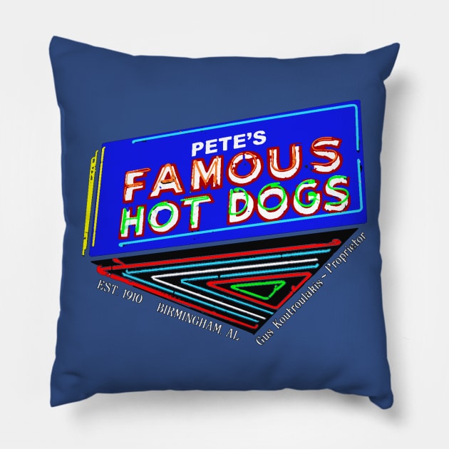 PETE'S FAMOUS HOT DOGS Pillow by thedeuce