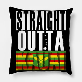 Straight Outta Kauai Hawai'i Kanaka Maoli Flag by Hawaii Nei All Day Pillow