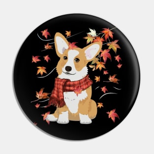 Maple Dog Leaf Fall Hello Autumn Funny Corgi Lover Pin