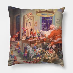 Vintage Christmas Santa Claus at North Pole Pillow