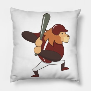 Lion at Baseball with Baseball bat Pillow