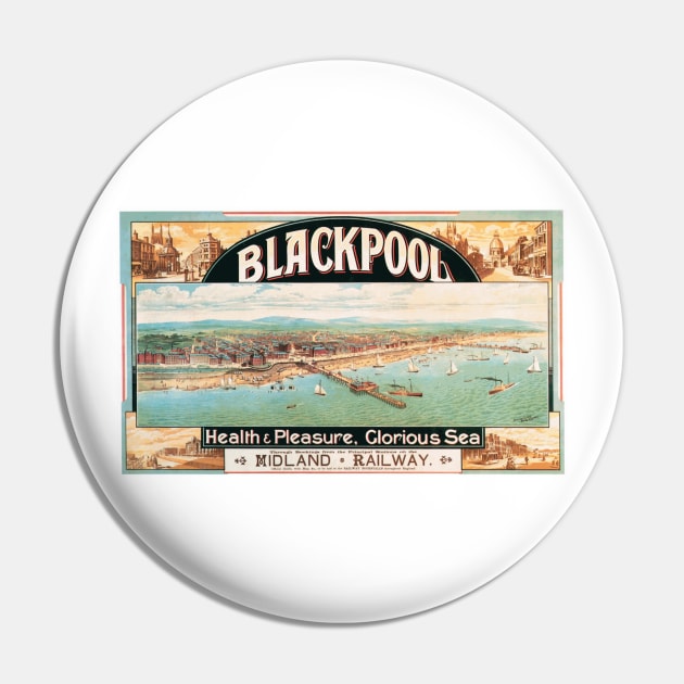 Vintage British Travel Poster: Blackpool via the Midland Railway Pin by Naves