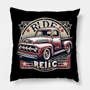 Classic Vintage Pickup Truck, Ride Relic Pillow