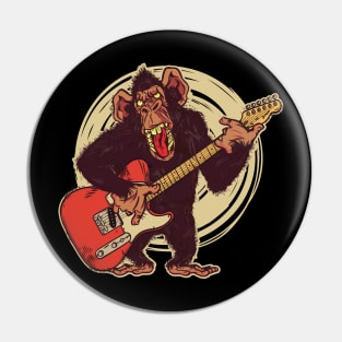 Vintage Chimpanzee Guitar Player Graphic Pin