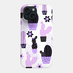 Cute Cactus Pattern (purple) Phone Case