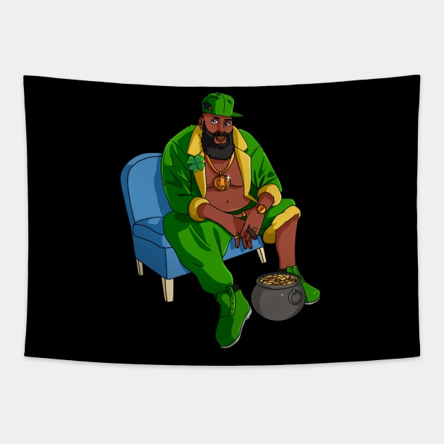 Black Leprechaun Gangster St Patricks Day Tapestry by Noseking