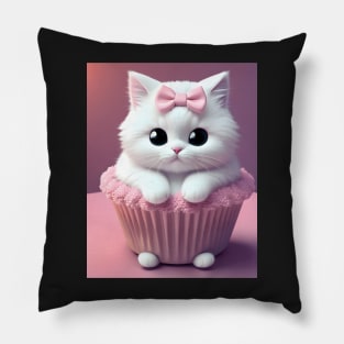 Cupcake Cat - Modern Digital Art Pillow