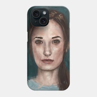 Painting of a Young Woman with an Intense Look in the Eyes Phone Case