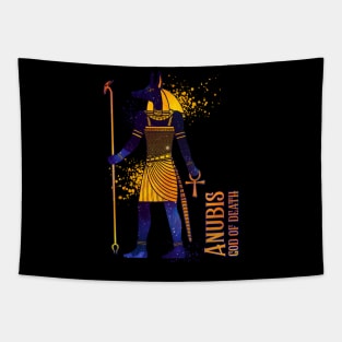 Color drawing of Egyptian god Anubis Tapestry