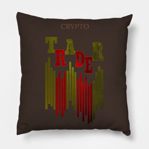 CRYPTO TRADER (COSMIC) / BROWN Pillow by Bluespider