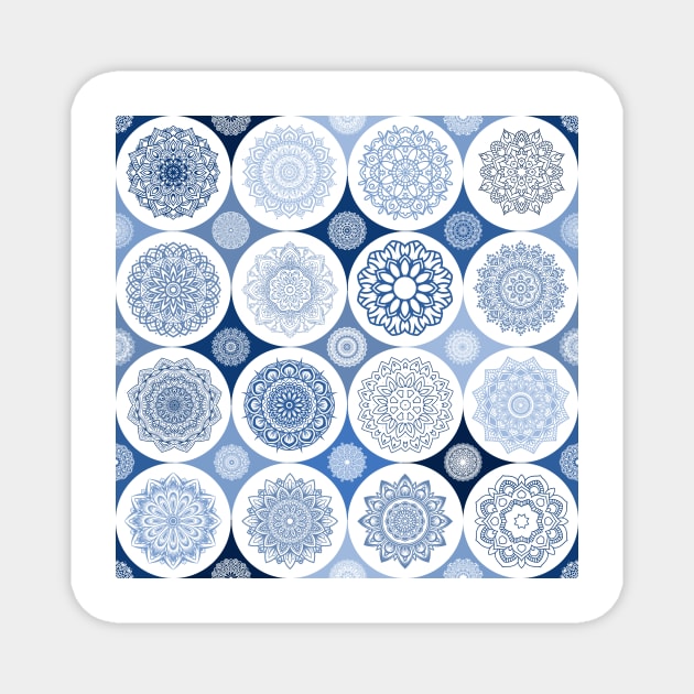 repeating pattern with mandala circles Magnet by Artpassion