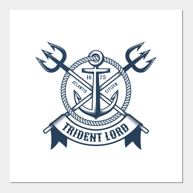 Vintage hipster navy tattoo print with tridents ribbon and anchor - Trident - Posters and Art Prints | TeePublic Vintage hipster navy tattoo print with tridents ribbon and anchor - Trident - Posters and Art Prints | TeePublic