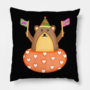 Cute groundhog with love and life flags Pillow