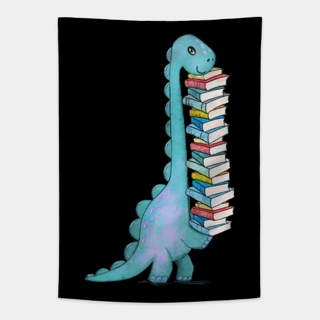 Reading Dinosaur 1 Tapestry by Collagedream