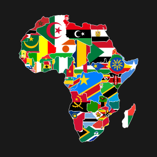 Africa Continent Map with Country Corresponding Flags | African Pride T-Shirt