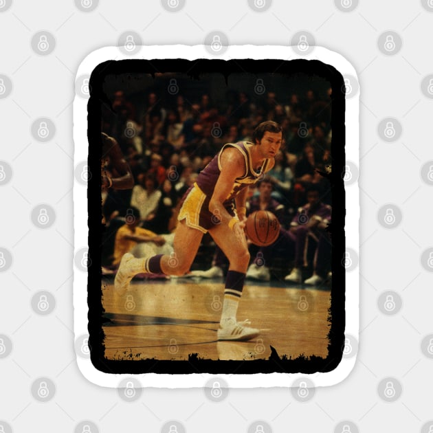 Jerry West - Vintage Design Of Basketball Magnet by JULIAN AKBAR PROJECT