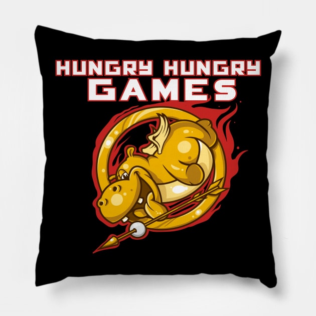 Hungry Hungry Games Pillow by Cosmo Gazoo