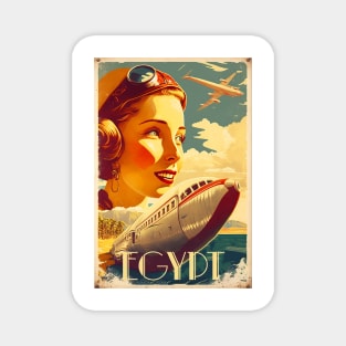 Egypt Pilot Vintage Travel Art Poster Magnet