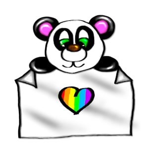 Cute baby panda with rainbow heart T-Shirt