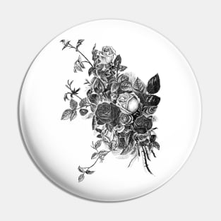 Black Rose Flowers Bouquet Pin