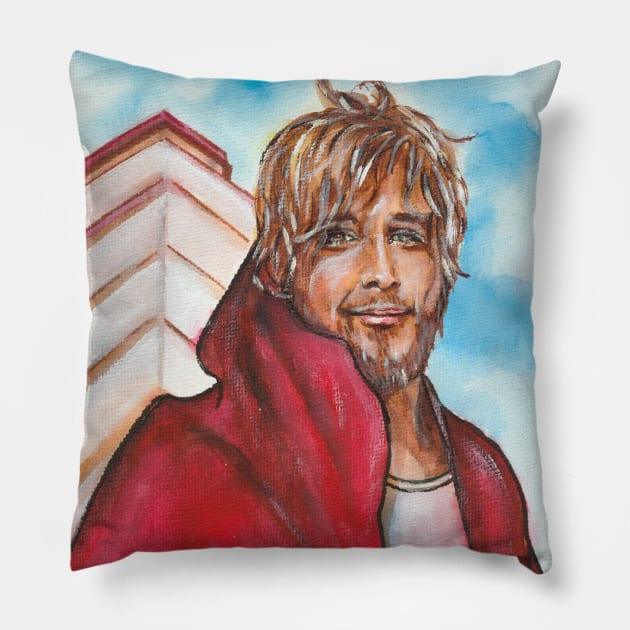 Ryan Gosling Pillow by Svetlana Pelin