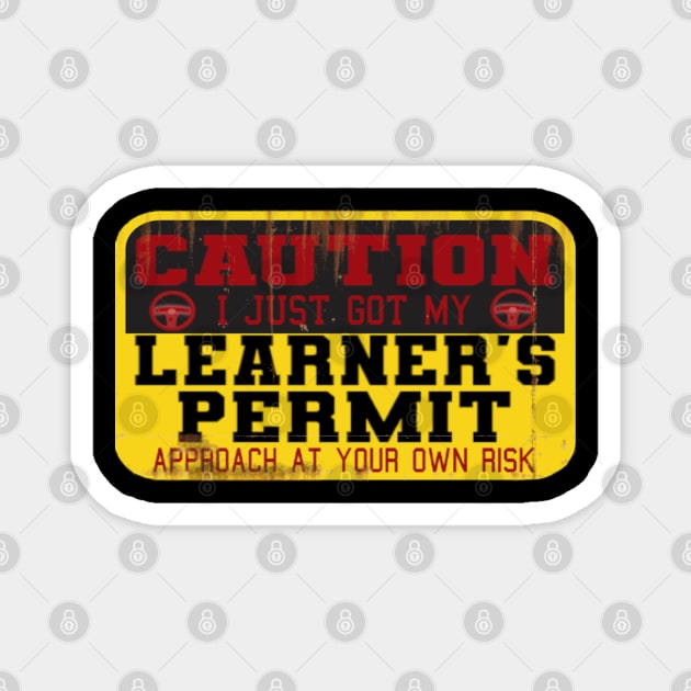 Warning Learner's Permit for Teenagers Driving Lesson Magnet by F&L Design Co.