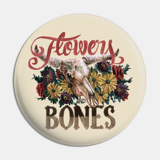 Flowers and Bones Pin by Studio Mootant