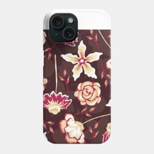 Brown background with flowers Phone Case