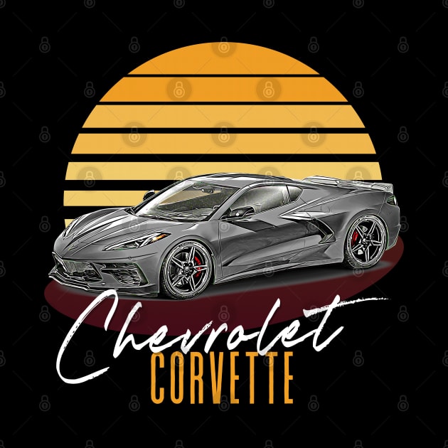 Retro Chevrolet Corvette Sunset Aesthetic Design by DankFutura